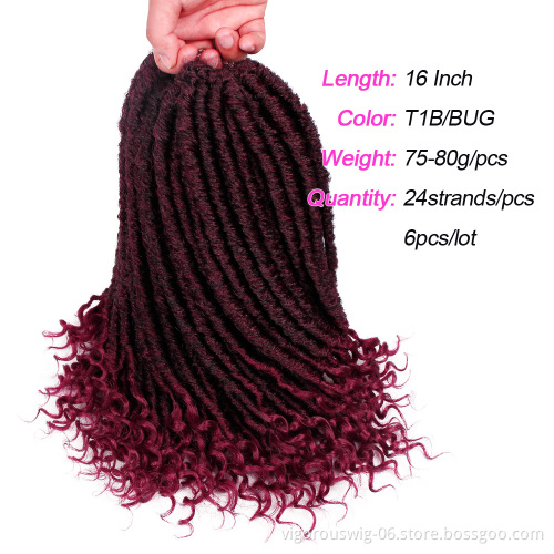 Wholesale kids goddess locs crochet hair curly ends pre-loop synthetic crochet braids twist braiding faux locs hair extensions
